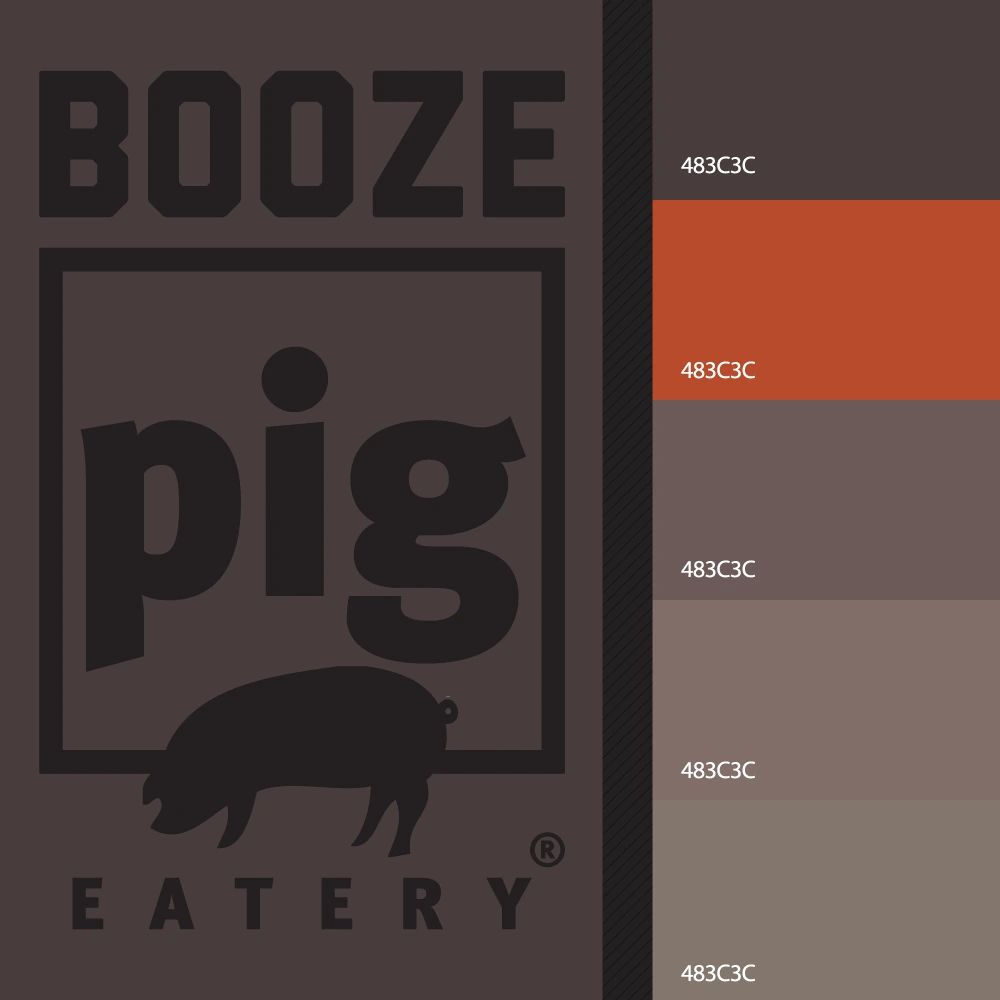 BOOZE pig Eatery — Identity presentation board