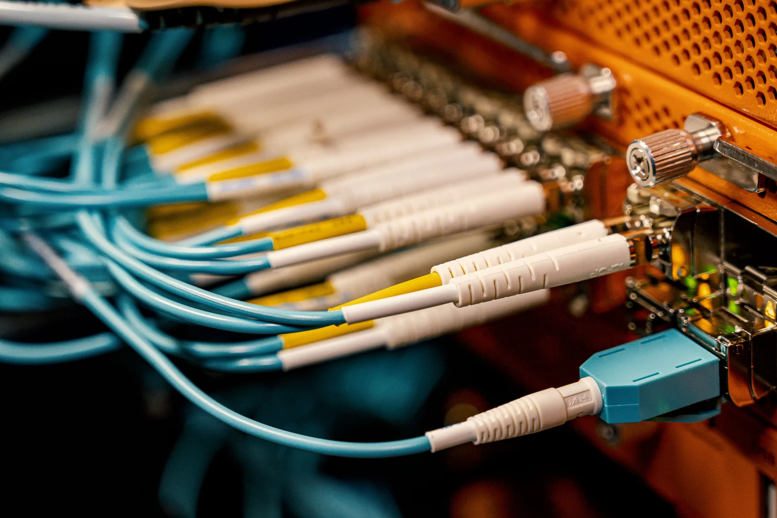Network cables connected to equipment.