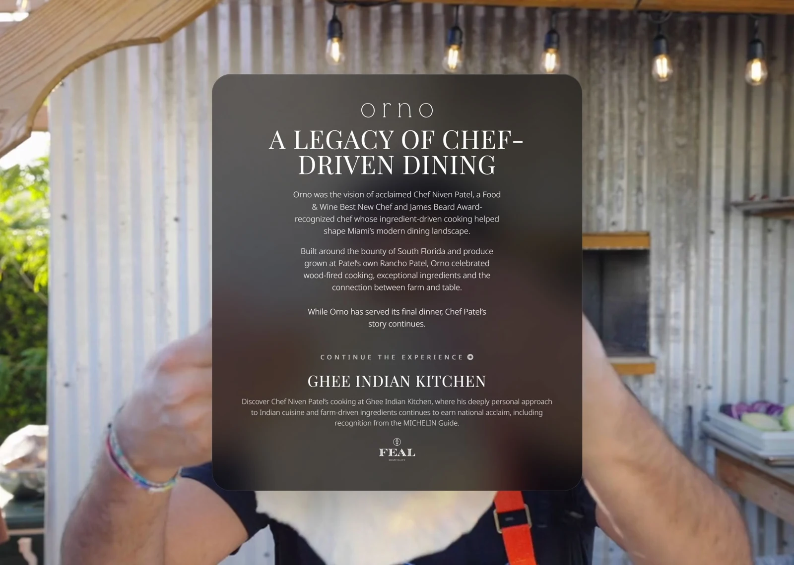 ORNO by FEAL Hospitality — desktop website view