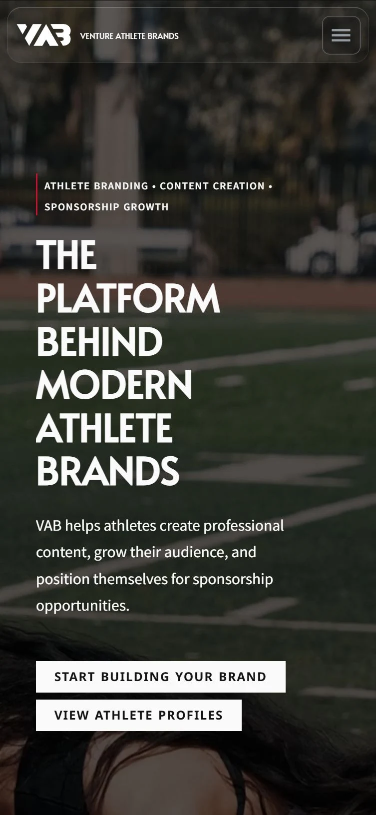 VAB™ (Venture Athletic Brands™) — mobile website view